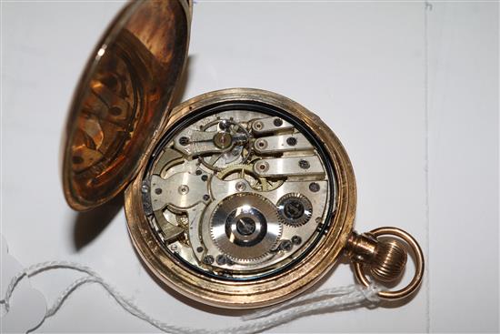 A gold plated quarter repeating hunter pocket watch.